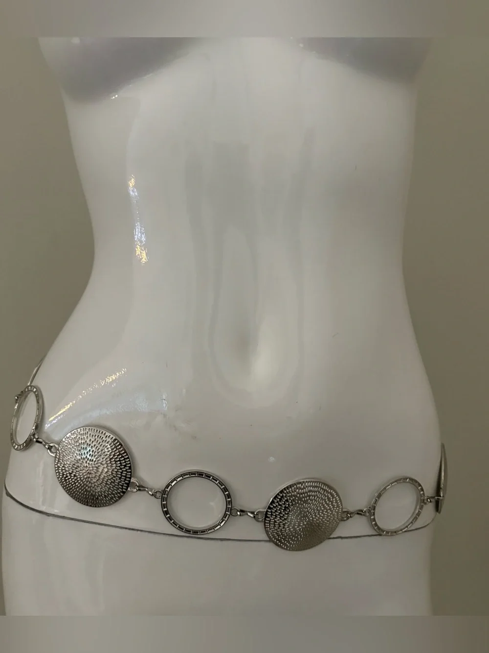Silver Disc Link Waist Chain Belt - Women's Accessory